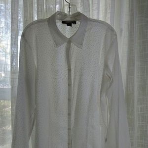 Style & Co  size 14 white long sleeve blouse stars
